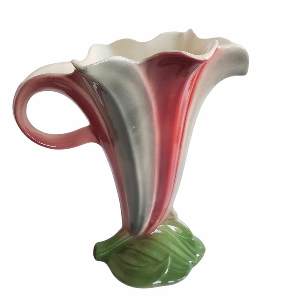 Staffordshire Lily Flower Cornucopia vase planter hand painted porcelain floral